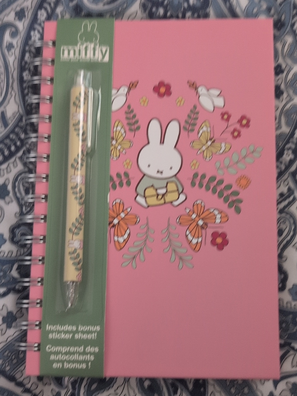 miffy Pink Floral Bunny Spiral Notebook with Pen and Stickers